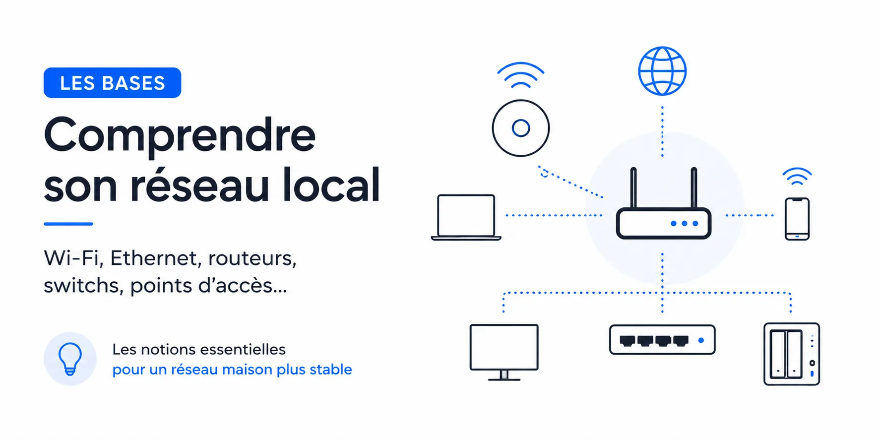 Comprendre son réseau local : Wi‑Fi, Ethernet, switch et point d’accès