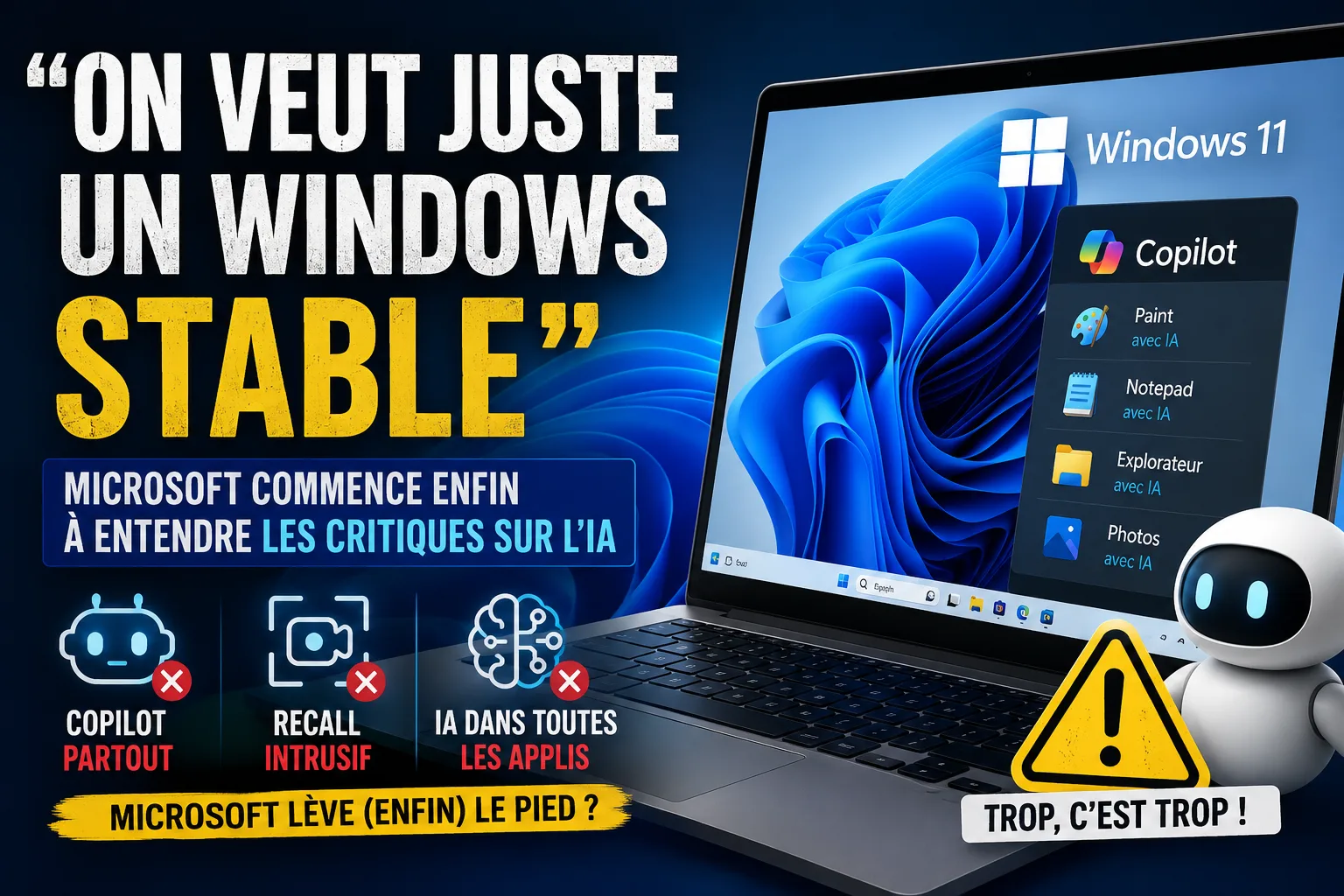 "On veut juste un Windows stable" : Microsoft commence enfin à entendre les critiques sur l'IA